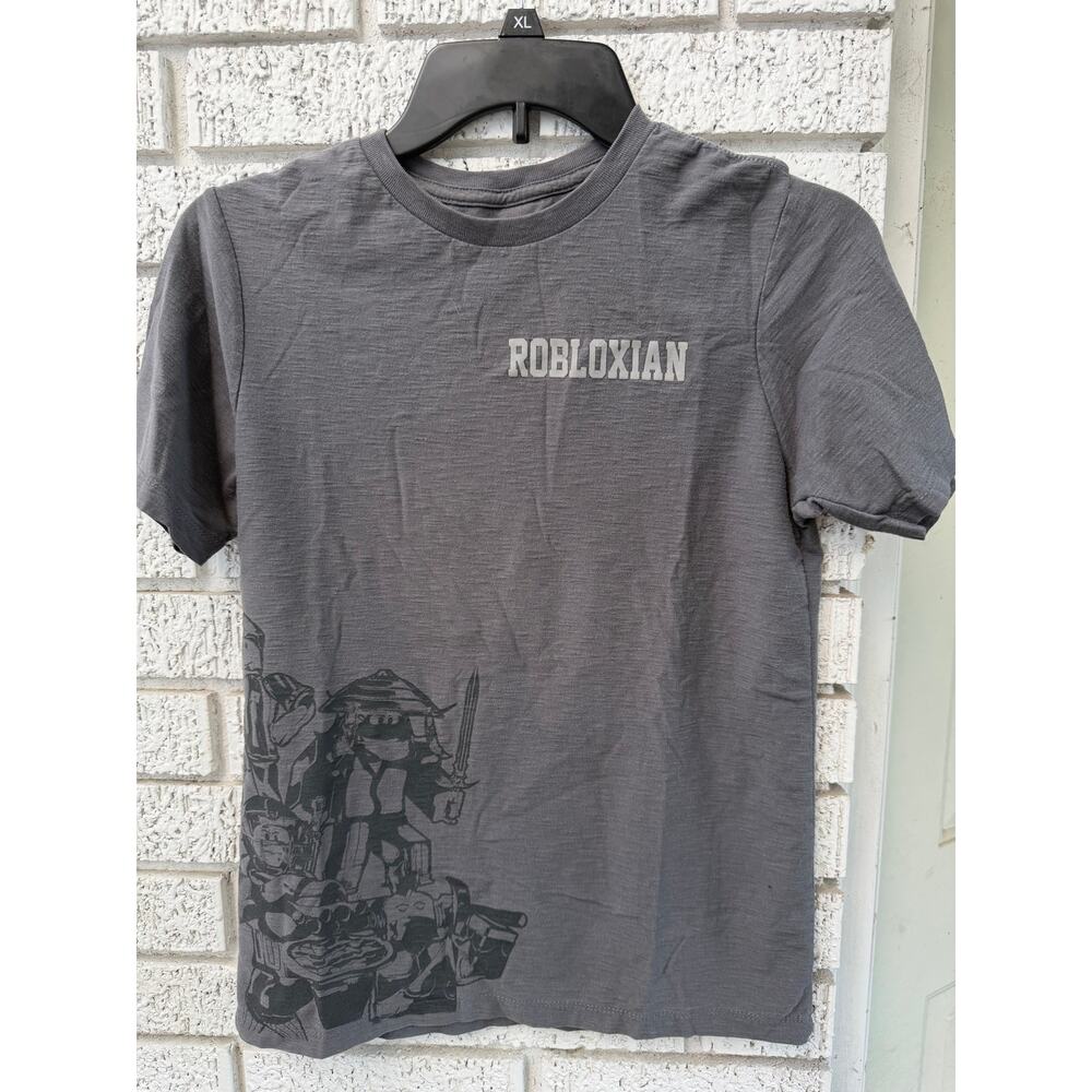 Robloxian Graphic Tee Gray Gamer Shirt Youth L (10/12)